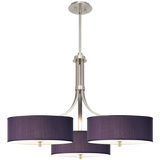Eggplant Faux Silk 36wide Triple Shade Pendant