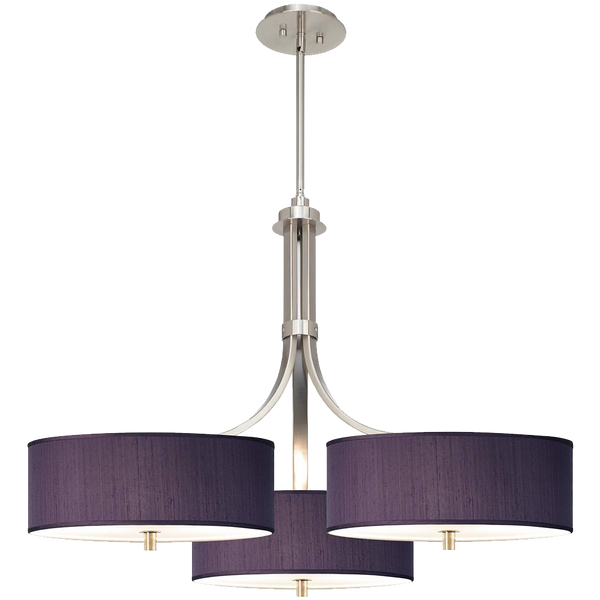 Eggplant Faux Silk 36wide Triple Shade Pendant
