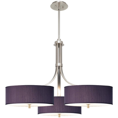 Eggplant Faux Silk 36wide Triple Shade Pendant