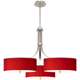 Eggplant Faux Silk 36wide Triple Shade Pendant