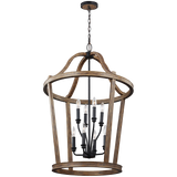 Feiss F3040 8wow Lorenz 8 Light Chandelier In Weathered Oak Wood