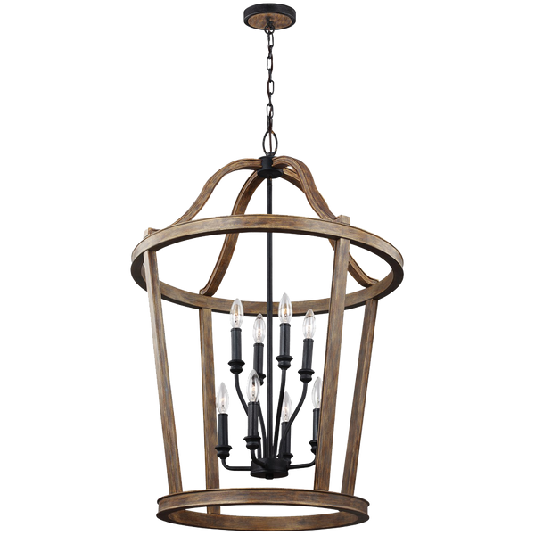 Feiss F3040 8wow Lorenz 8 Light Chandelier In Weathered Oak Wood