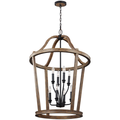 Feiss F3040 8wow Lorenz 8 Light Chandelier In Weathered Oak Wood