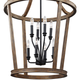 Feiss F3040 8wow Lorenz 8 Light Chandelier In Weathered Oak Wood