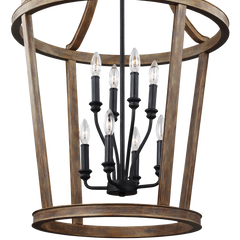 Feiss F3040 8wow Lorenz 8 Light Chandelier In Weathered Oak Wood