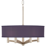 Orange Faux Silk Ava 6 Light Bronze Pendant Chandelier