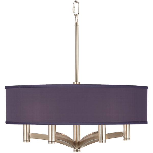 Orange Faux Silk Ava 6 Light Bronze Pendant Chandelier