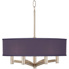 Orange Faux Silk Ava 6 Light Bronze Pendant Chandelier