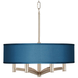 Orange Faux Silk Ava 6 Light Bronze Pendant Chandelier