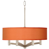 Orange Faux Silk Ava 6 Light Bronze Pendant Chandelier