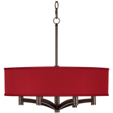 Orange Faux Silk Ava 6 Light Bronze Pendant Chandelier