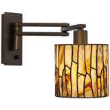 Robert Louis Tiffany Speckled Plug In Swing Arm Wall Lamp