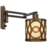 Robert Louis Tiffany Speckled Plug In Swing Arm Wall Lamp